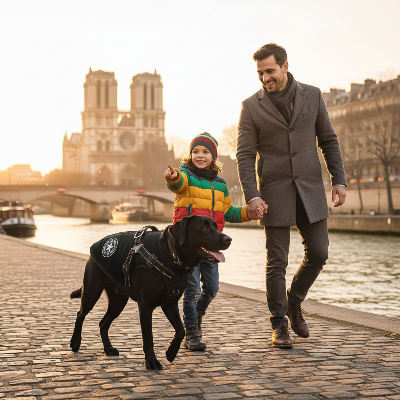 chien manteau - pour grand chien avec harnais intégré- Labrador noir