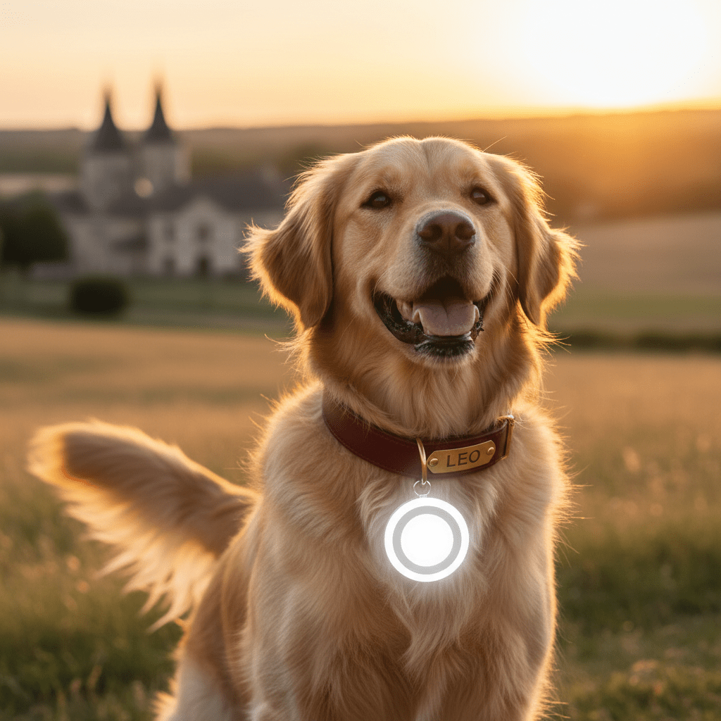 Ensemble Sécurité & Style - Pendentif Lumineux + Collier Cuir - au royaume des chiens