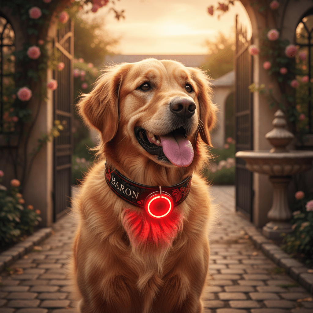 Ensemble Sécurité & Style - Pendentif Lumineux + Collier Cuir - au royaume des chiens