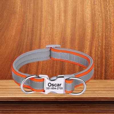 collier-pour-chien-personnalise-reflechissant-gris-orange