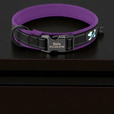 collier-pour-chien-personnalise-reflechissant-mauve