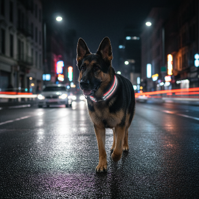 collier-pour-chien-personnalise-reflechissant-Personnalisé rouge noir - nuit