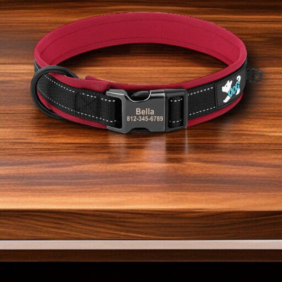 collier-pour-chien-personnalise-reflechissant-rouge-noir
