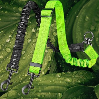 double-laisse-pour-chien-rétractable-réfléchissant-vert-noir