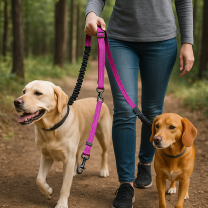 double laisse pour chien - rétractable réfléchissant