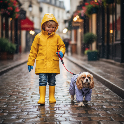 Imperméable pour chien - avec harnais intégré-Enfant promenade chien manteau violet