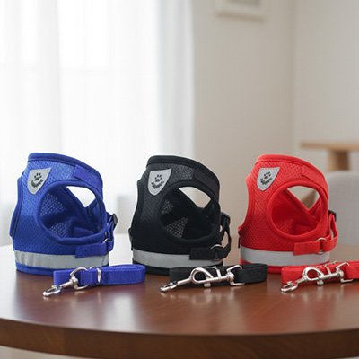 Harnais chien-trois-couleurs-demo-bleu-noir-rouge