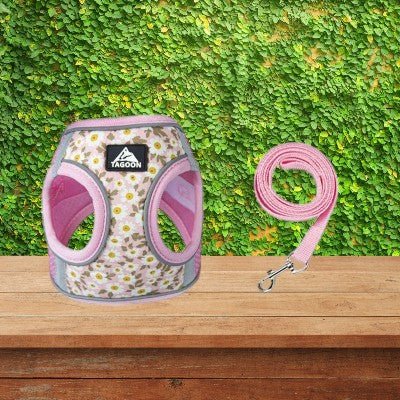 harnais-petit-chien-marguerites-rose