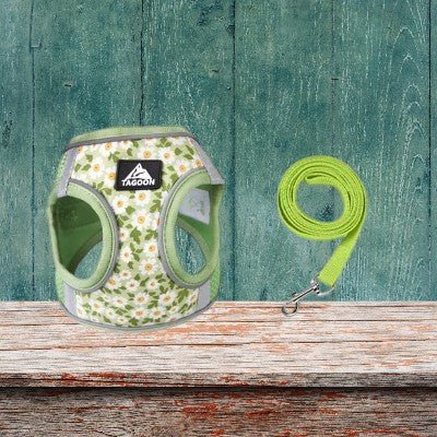 harnais-petit-chien-marguerites-vert