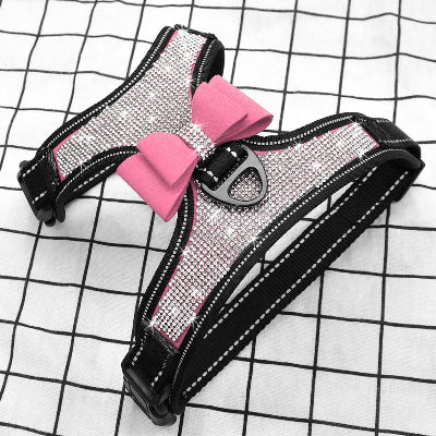 harnais-pour chien bling bling -rose-wow
