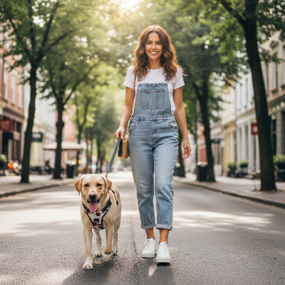 harnais Y -  cerise-Femme avec chien harnais cerise