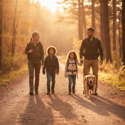 harnais anti-traction  chien - réfléchissant et rembourré-Famille en randonnée