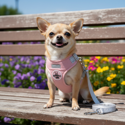 harnais chien - doux-Chihuahua rose parc