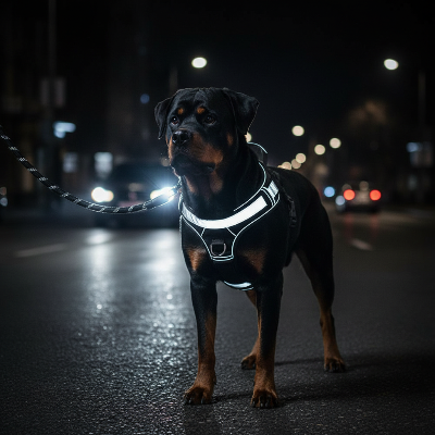 harnais chien  balistique tactique –protection et style militaire-Rottweiler noir nuit réfléchissant