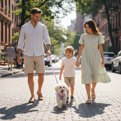 harnais pour chien- coquet-Famille en ville – harnais violet