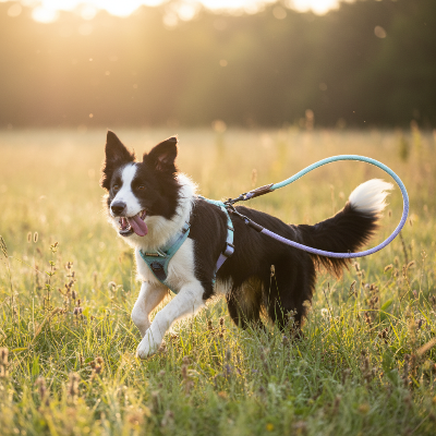 harnais pour chien - coloré-Border Collie turquoise lilas