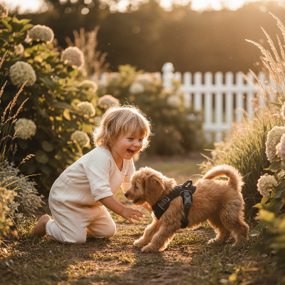 harnais pour chien - léger respirant confort-Enfant au jardin – harnais noir