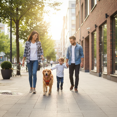 harnais pour chien - léger respirant confort-Famille en ville – harnais orange