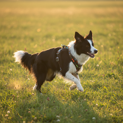 harnais pour chien  - os coloré-Border Collie noir L