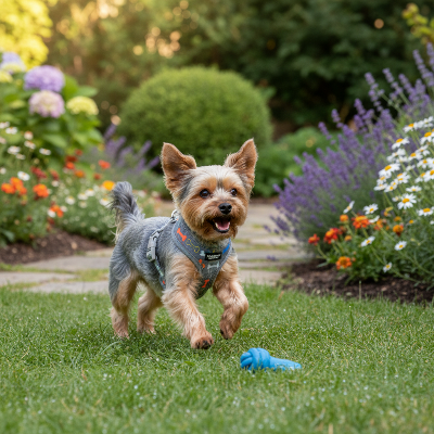 harnais pour chien  - os coloré-Yorkshire gris S