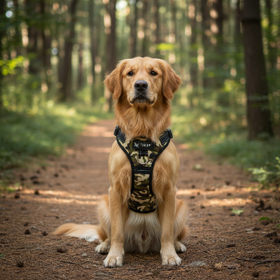 harnais pour chien - sangle poitrine confort-Chien harnais camouflage forêt