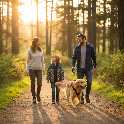 harnais pour chien - sangle poitrine confort-Famille avec chien harnais rouge