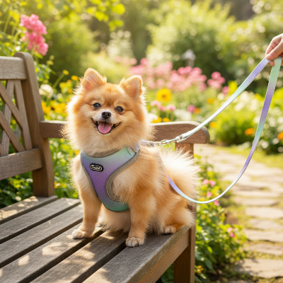 harnais pour chien - souple-Poméranien mauve vert