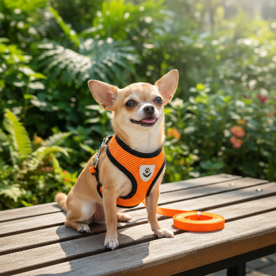 harnais pour chien  petit - laisse-Chihuahua parc orange
