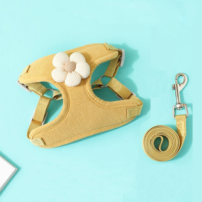 harnais pour petit Chien - petite fleur Confort Securite - jaune