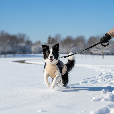 imperméable pour chien - vêtements chauds d'hiver pour petits et moyens chiens-Manteau kaki - Border Collie dans la neige
