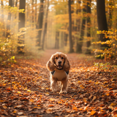imperméable pour chien - vêtements chauds d'hiver pour petits et moyens chiens-manteau kaki - Cocker Spaniel en -forêt automnale