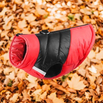 imperméable pour chien - vêtements chauds d'hiver pour petits et moyens chiens-rouge