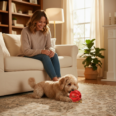 jouet-pour-chien-balle-interactive-en-caoutchouc-chien-joue-maitresse-regade-assis-fauteuil