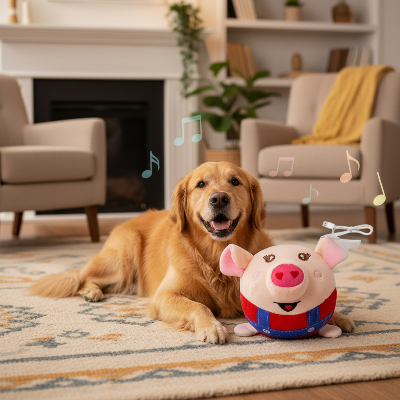 jouet interactif pour chien - peluche éclectique-Chien apaisé avec peluche électrique