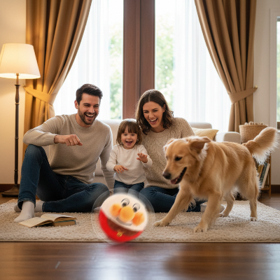 jouet interactif pour chien - peluche éclectique-Famille avec chien et peluche électrique