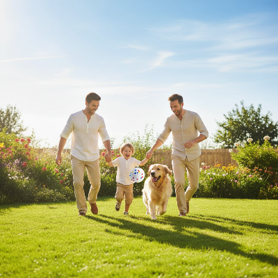 jouet pour chien - balle-Famille avec chien et balle multicolore
