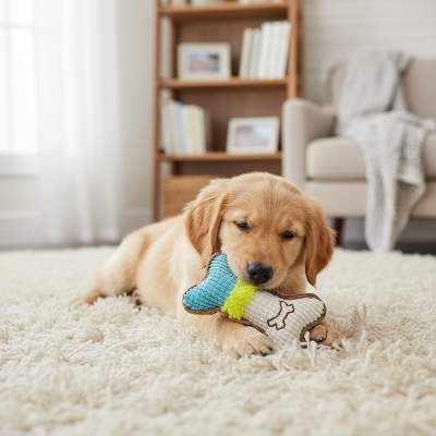 jouet pour chien - os couineur-Chiot avec os couineur