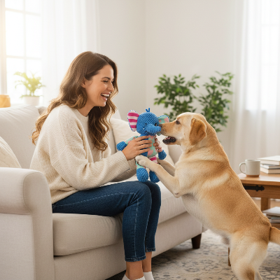 jouet pour chien - peluche animaux-Femme et éléphant