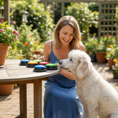 jouets pour chien - bouton communication-chien-avec-plusieurs-couleurs