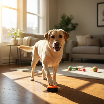 jouets pour chien - bouton communication-chien-pesant-sur-orange