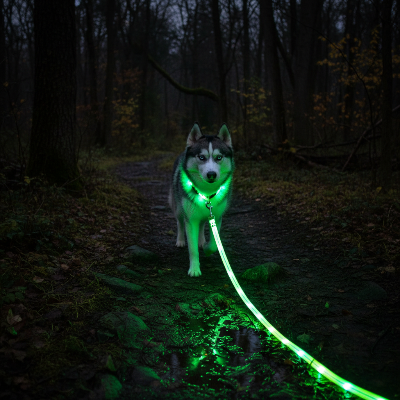 laisse pour chien - lumineuse Husky forêt