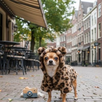 Manteau-Chien-leopord-brun-chien-se-promene-dans-la-rue