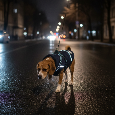 manteau  chien -   vêtements d'hiver avec harnais-Manteau chien réfléchissant nuit