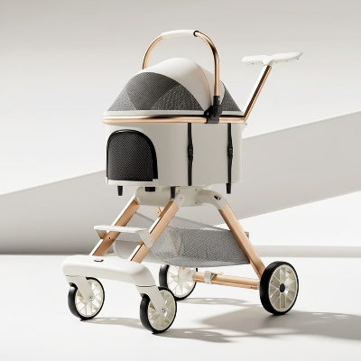 Poussette pour chiens 3-en-1 kaki