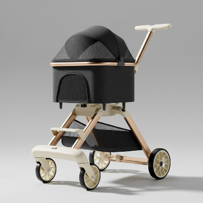 Poussette pour chiens 3-en-1 noir