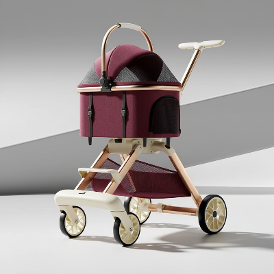 Poussette pour chiens 3-en-1 rouge