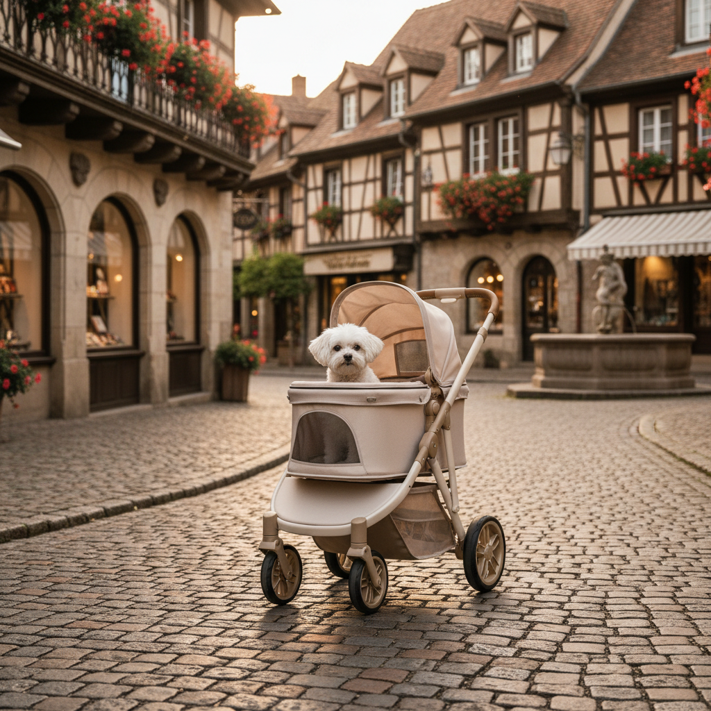 Poussette pour chiens en voyage