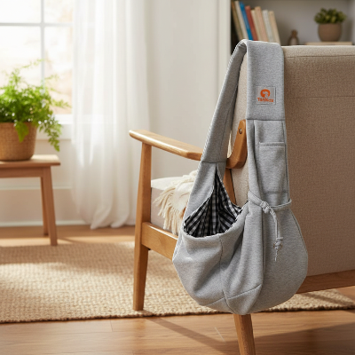 Sac de transport chien écharpe - sac gris seul