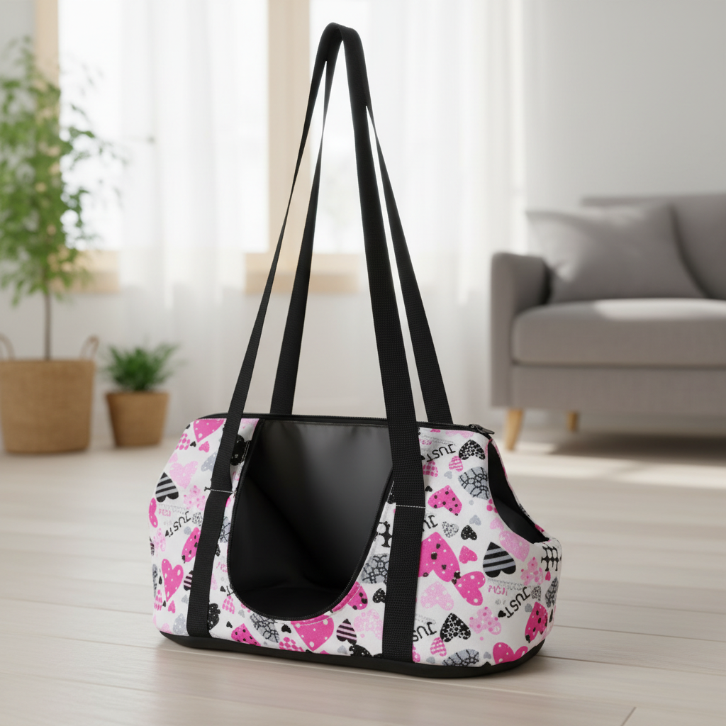 -Sac de transport chien motif cœurs -sans fourrure