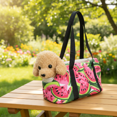 Sac de transport chien motif pastèque sans fourrure avec chien